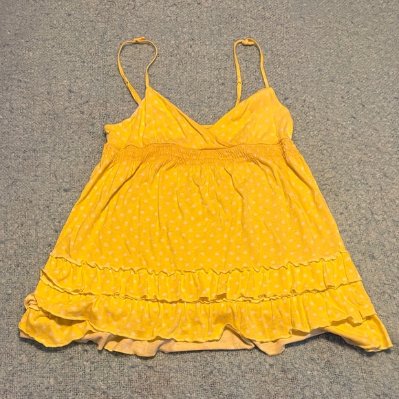 Sunny Yellow Polka Dot Ruffle Top - Picture 1 of 3